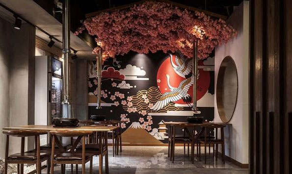 日式燒烤店裝修，神往與盛唐來往密切的古日本