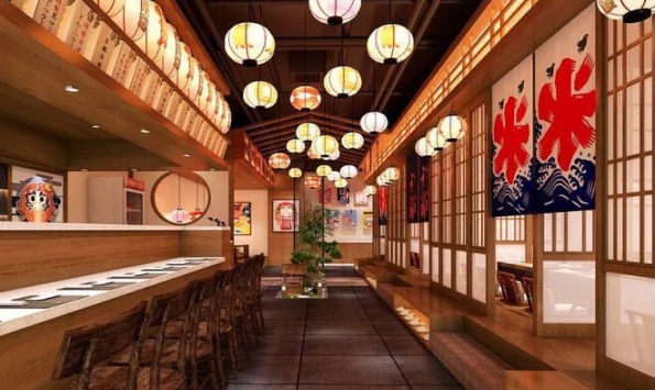 日式料理餐廳裝修效果圖，感受日式與新興風格的碰撞